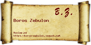 Boros Zebulon névjegykártya